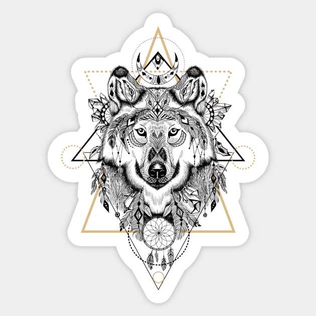 Wolf in aztec style Sticker by fears